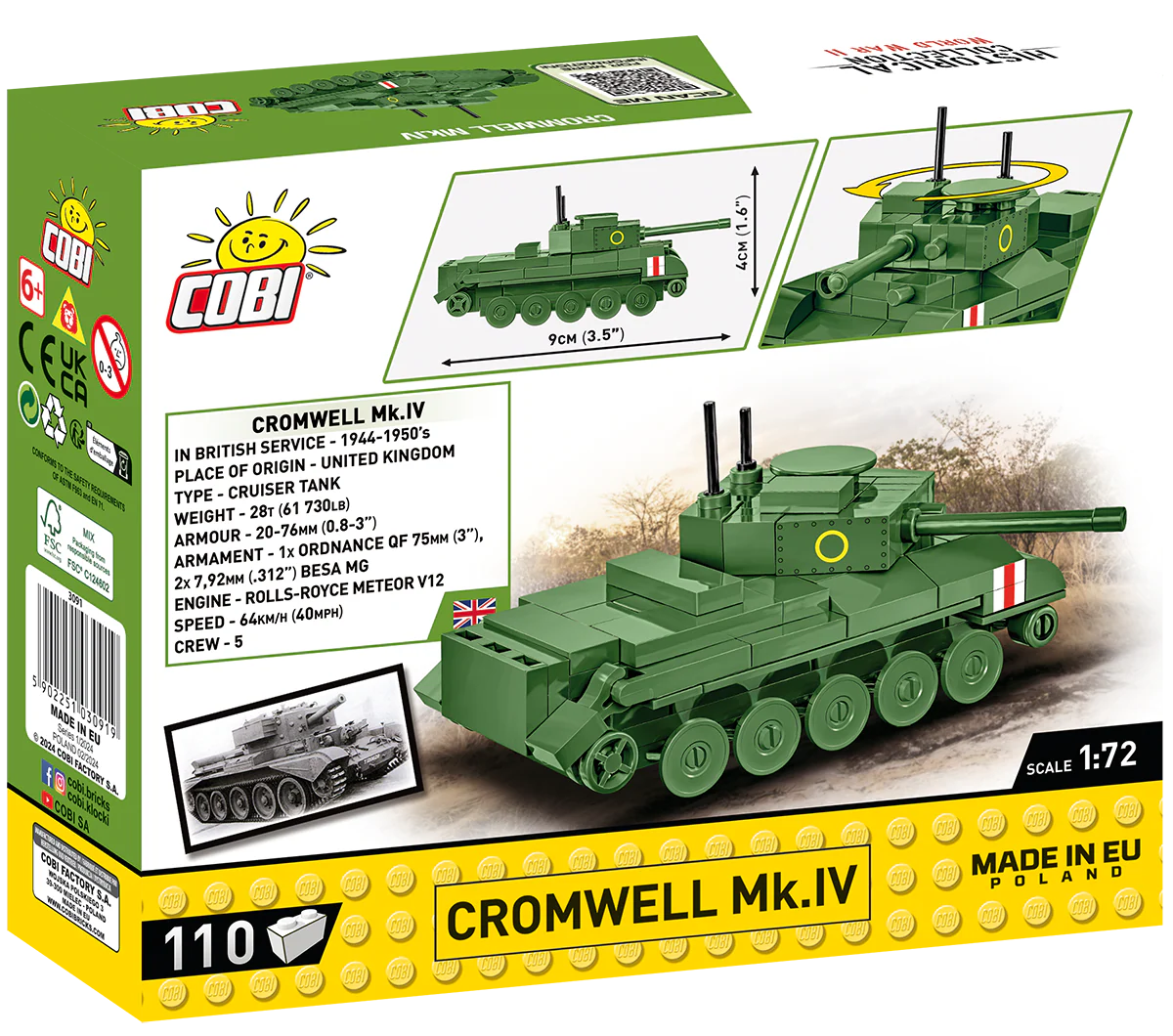 COBI Cromwell Mk. IV Tank 1:72 Scale: Set #3091 - Image 2