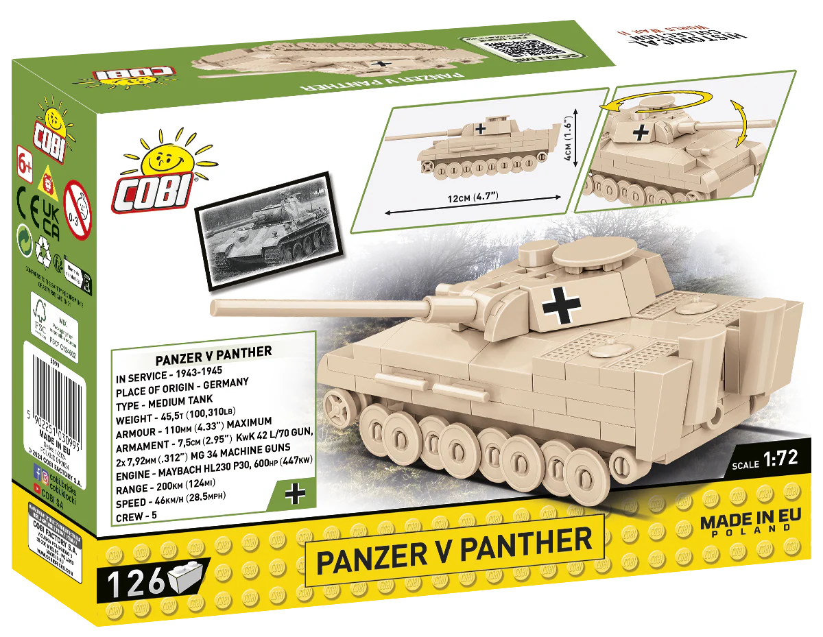 COBI Panzer V Panther Tank 1:72 Scale: Set #3099 - Image 2