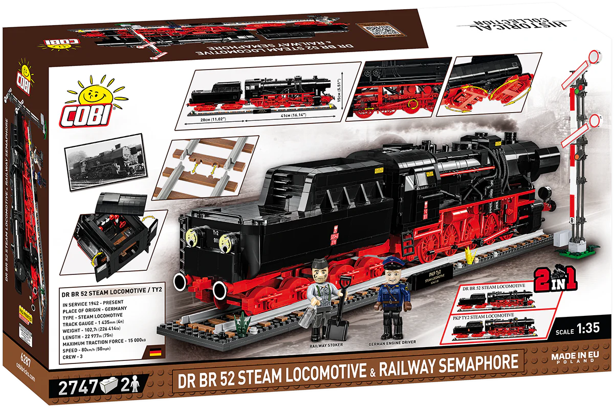 DR BR 52 Steam Locomotive & Railway Semaphore Train Engine: COBI Set #6287 - Image 2