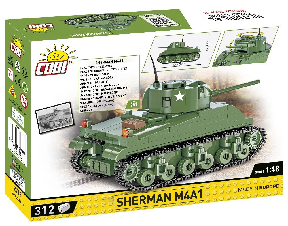 COBI Sherman M4A1 Tank 1:48: Set #2715 - Image 2