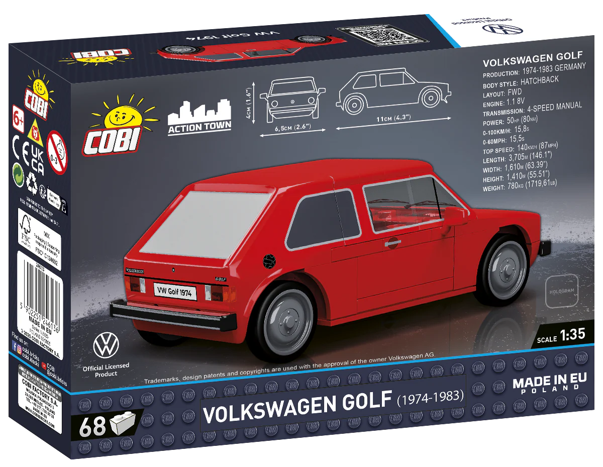COBI Volkswagen Golf (1974-1983) Red Car: Set #24613 - Image 2