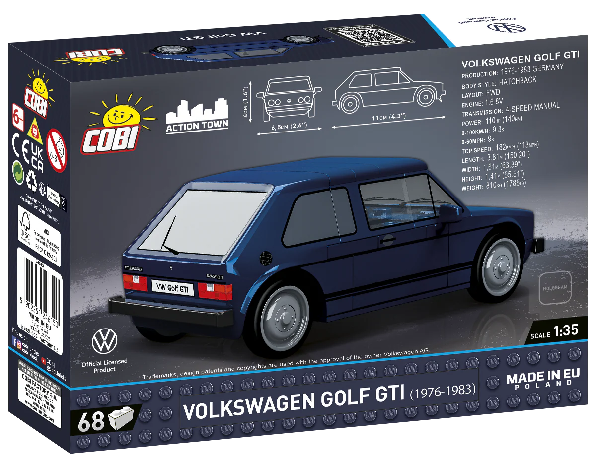 COBI Volkswagen Golf GTI (1974-1983) Blue Car: Set #24615 - Image 2