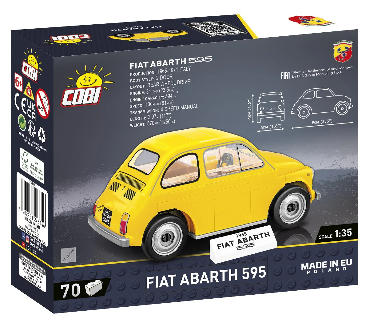 COBI Fiat Abarth 595 Car: Set #24514 - Image 2
