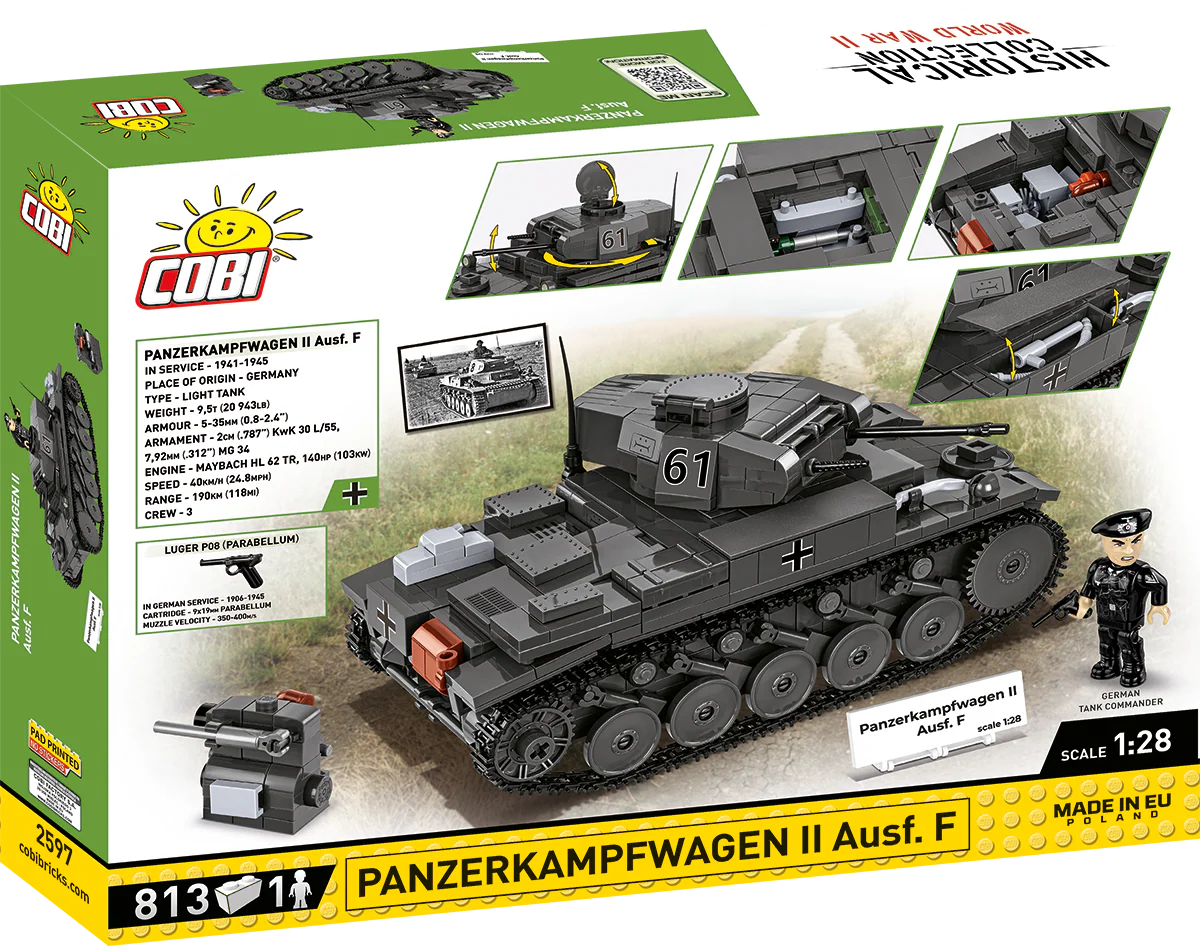COBI PanzerKampWagen II Ausf. F Tank : Set #2597 - Image 2