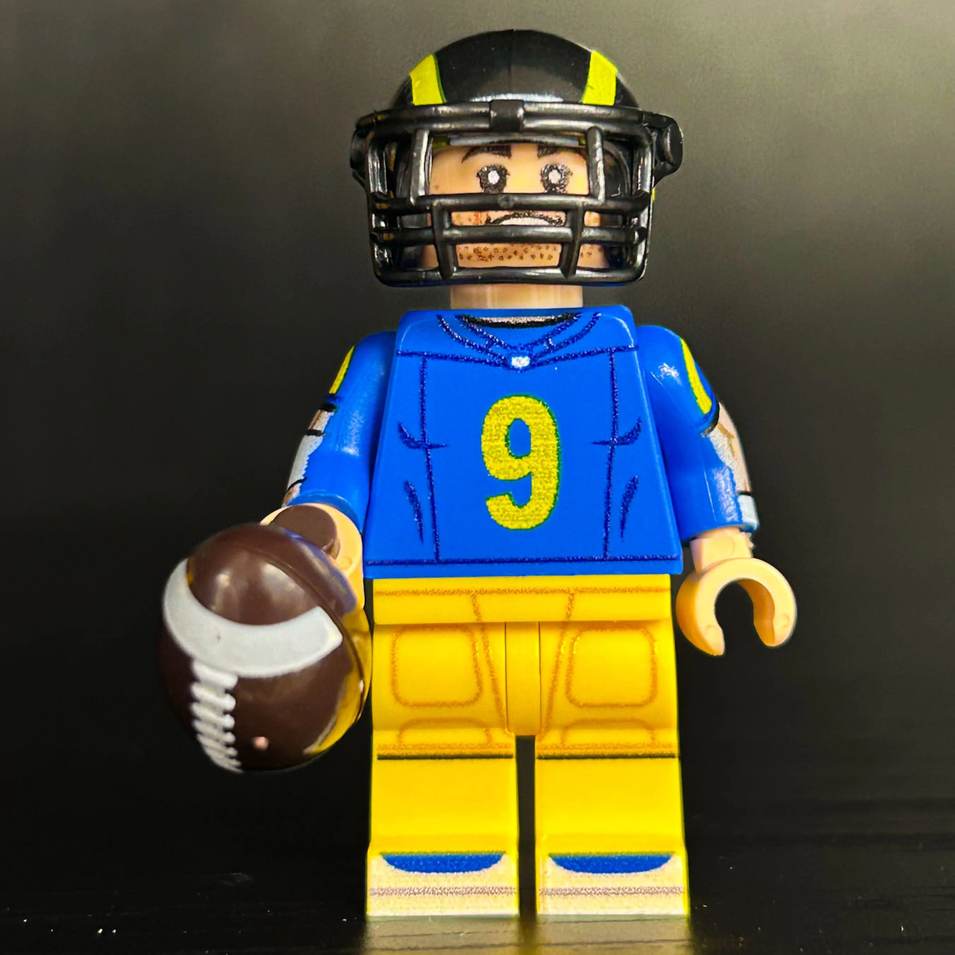 #9 QB Stafford L.A. Football Player Minifig made using LEGO parts - Image 2