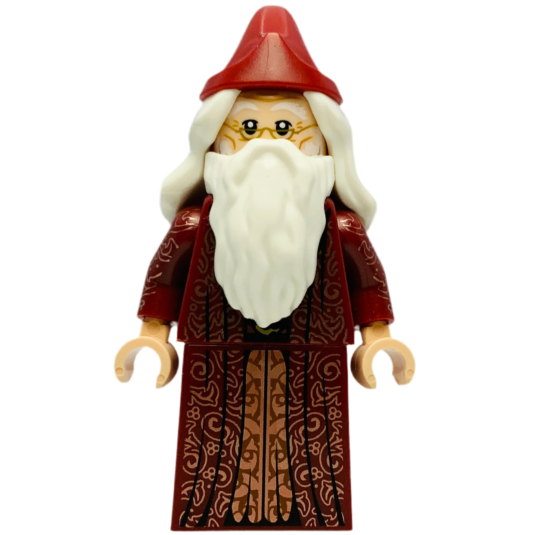 Albus Dumbledore - Dark Red Robe, White Hair, Printed Arms, hp488