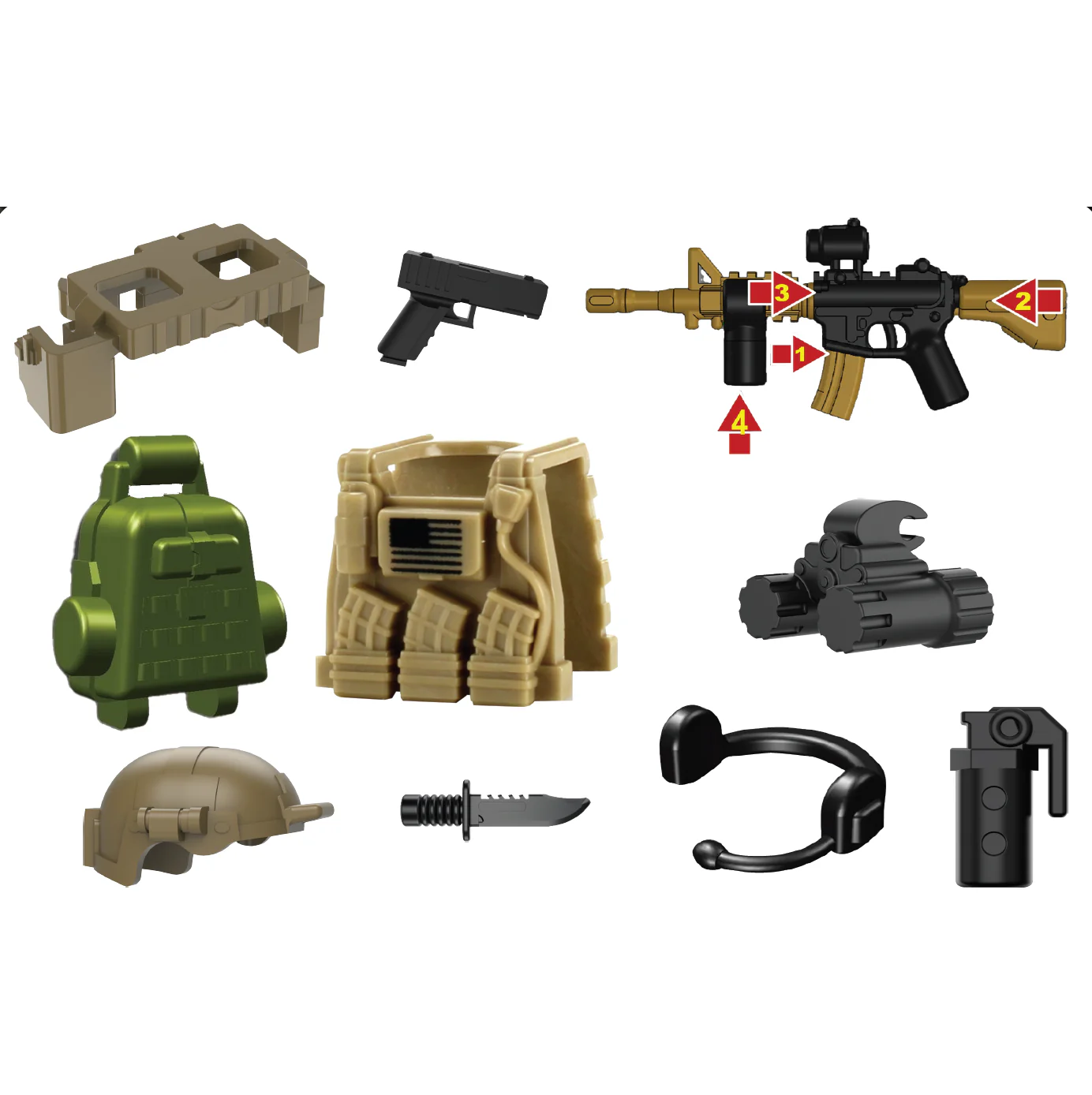 Army Ranger Tactical Gear Pack Custom Minifigure Toy Accessories
