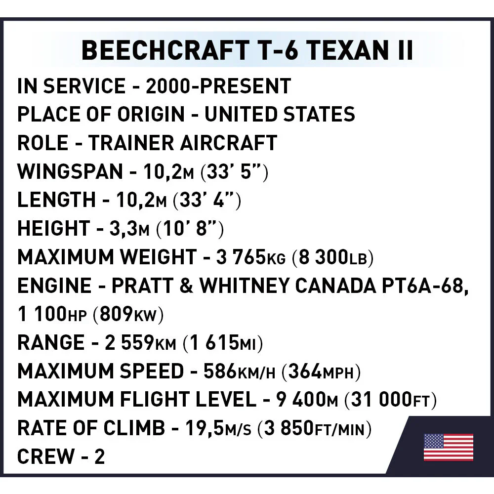 Beechcraft T-6 Texan II Turboprop Blue/White Plane: COBI Set #26624 - Image 7