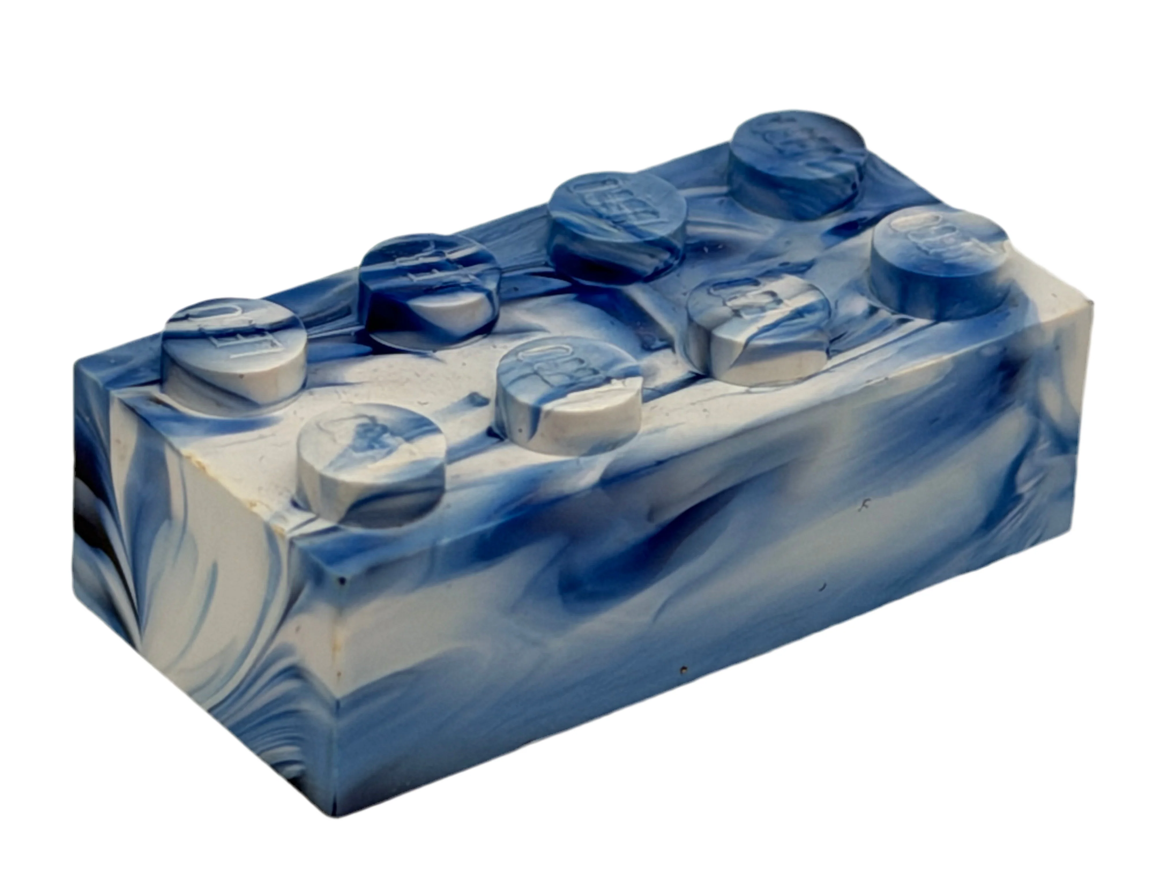Blue & White Marbled, 1970's Grangemouth Test 2x4 LEGO® Brick