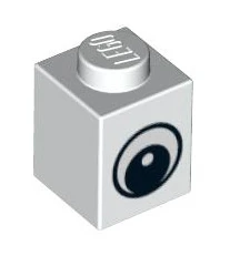 Brick 1x1 with Eye Simple with Black and White Pattern, Part# 3005pb011