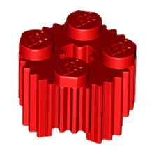 Brick Round 2x2 with Axle Hole and Grille/Fluted Profile, Part# 92947 - Image 3