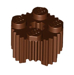 Brick Round 2x2 with Axle Hole and Grille/Fluted Profile, Part# 92947 - Image 4