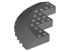 Brick Round Corner 10x10 with Slope 33 Edge, Axle Hole, Facet Cutout, Part# 58846 - Image 3