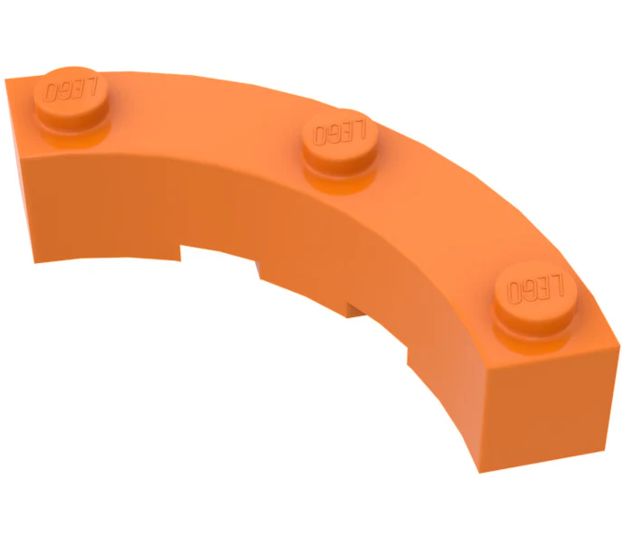 Brick Round Corner 4x4 Macaroni Wide with 3 Studs, Part# 48092 - Image 5