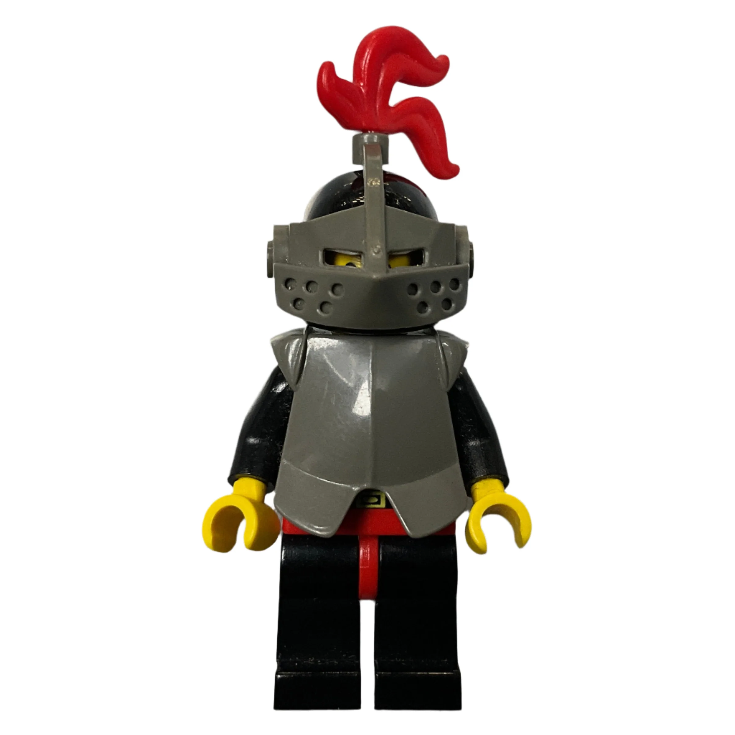 Castle- Dark Gray Armor, Black Helmet with Dark Gray Visor, Red 3-Feather Plume, cas172