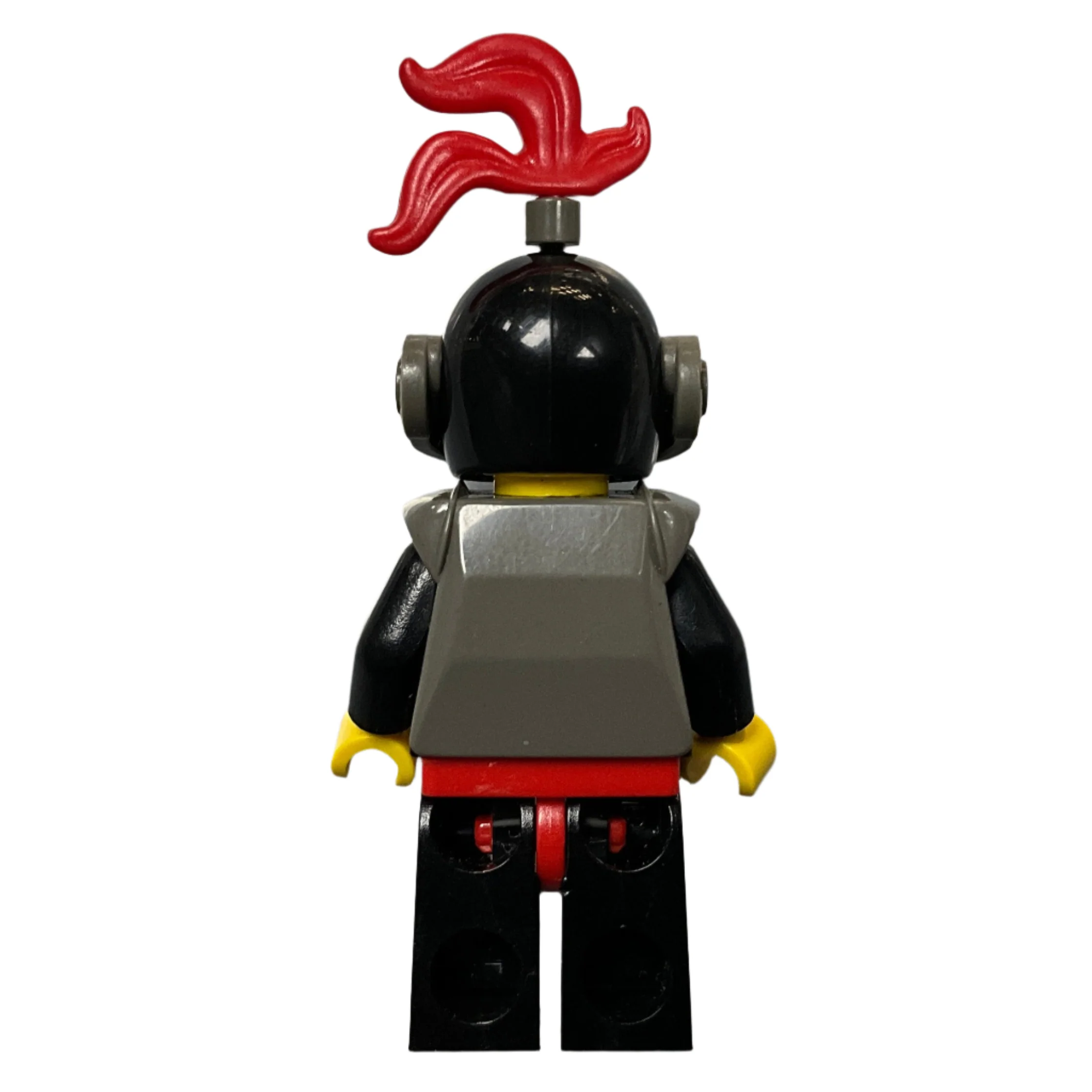 Castle- Dark Gray Armor, Black Helmet with Dark Gray Visor, Red 3-Feather Plume, cas172 - Image 3