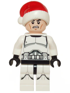 Clone Trooper - Printed Legs, Santa Hat, Scowl, sw0596