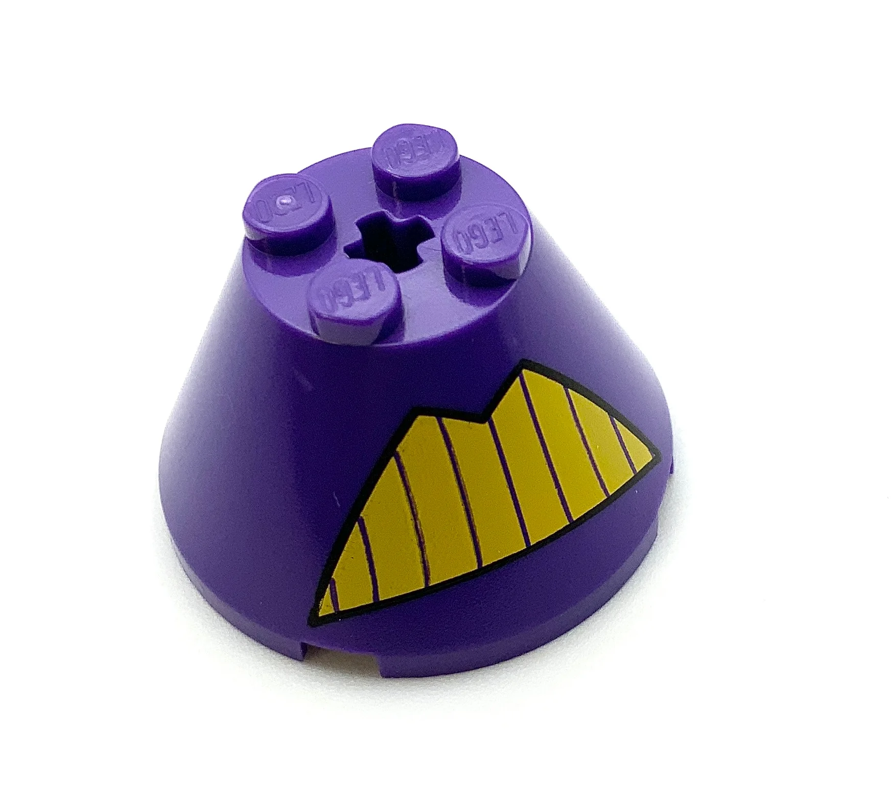 Cone 4x4x2 with Axle Hole with Yellow Teeth Pattern (Zurg), Part# 3943bpb03