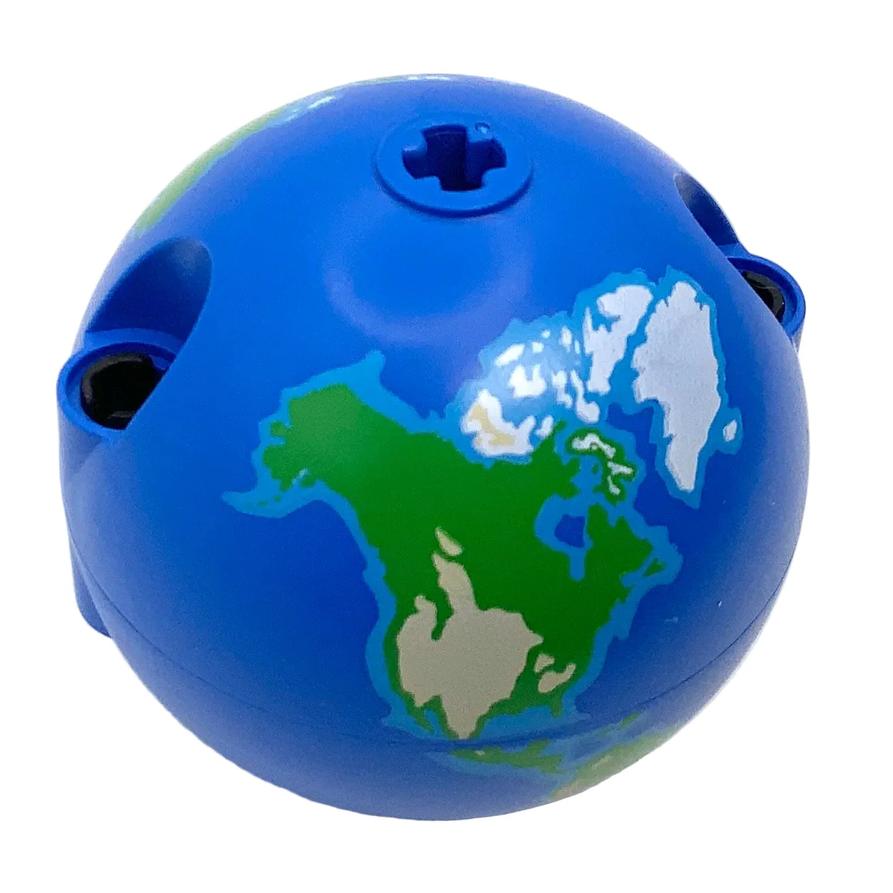 Cylinder Hemisphere 5 x 5, Axle Hole in Center and 2 Pin Holes with Earth / Globe South + North Pattern, Part# 4412pb02 + 4412pb01