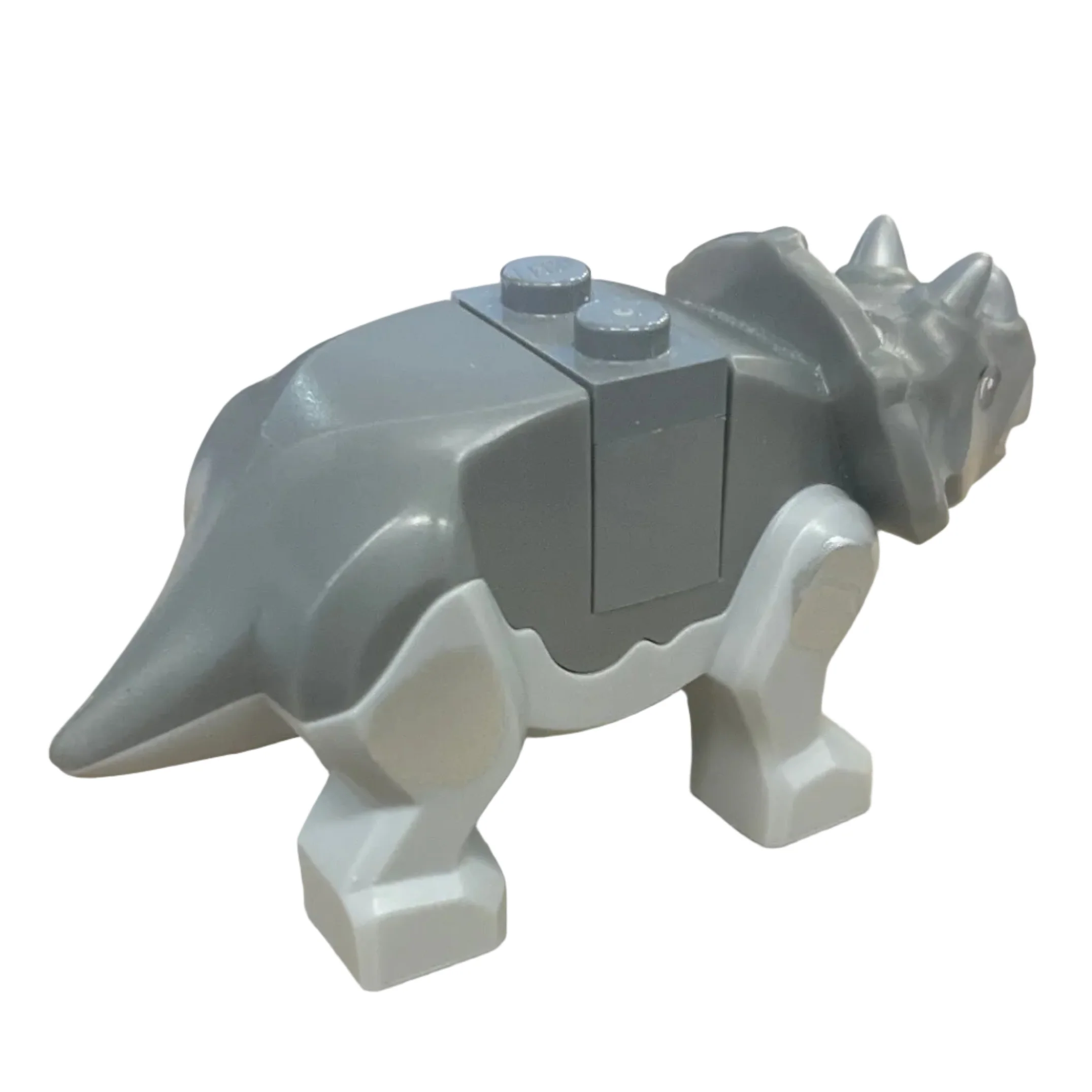 Dinosaur Triceratops Baby with Dark Bluish Gray Top with Flat Silver Horns and Beak Pattern with Brick and Plate, tricera10 - Image 2
