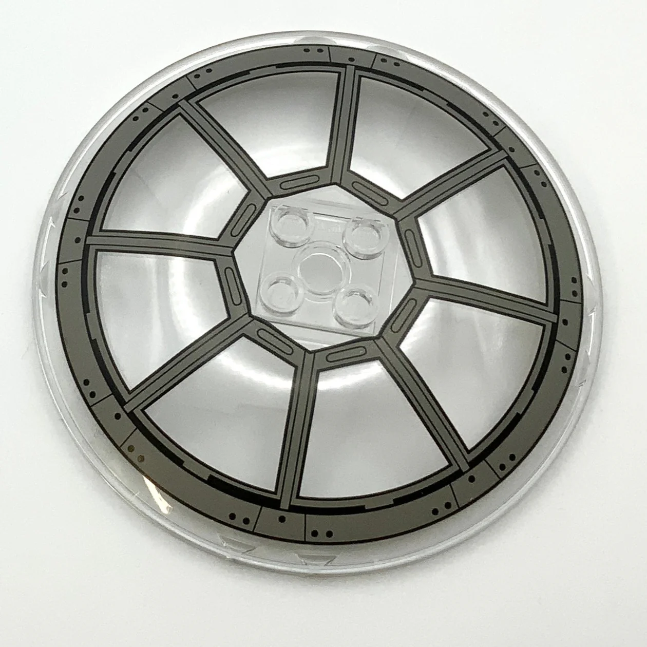 Dish 8x8 Inverted (Radar) with Dark Bluish Gray UCS Tie Fighter Cockpit with 40 Black Rivets Pattern, Part# 3961pb06