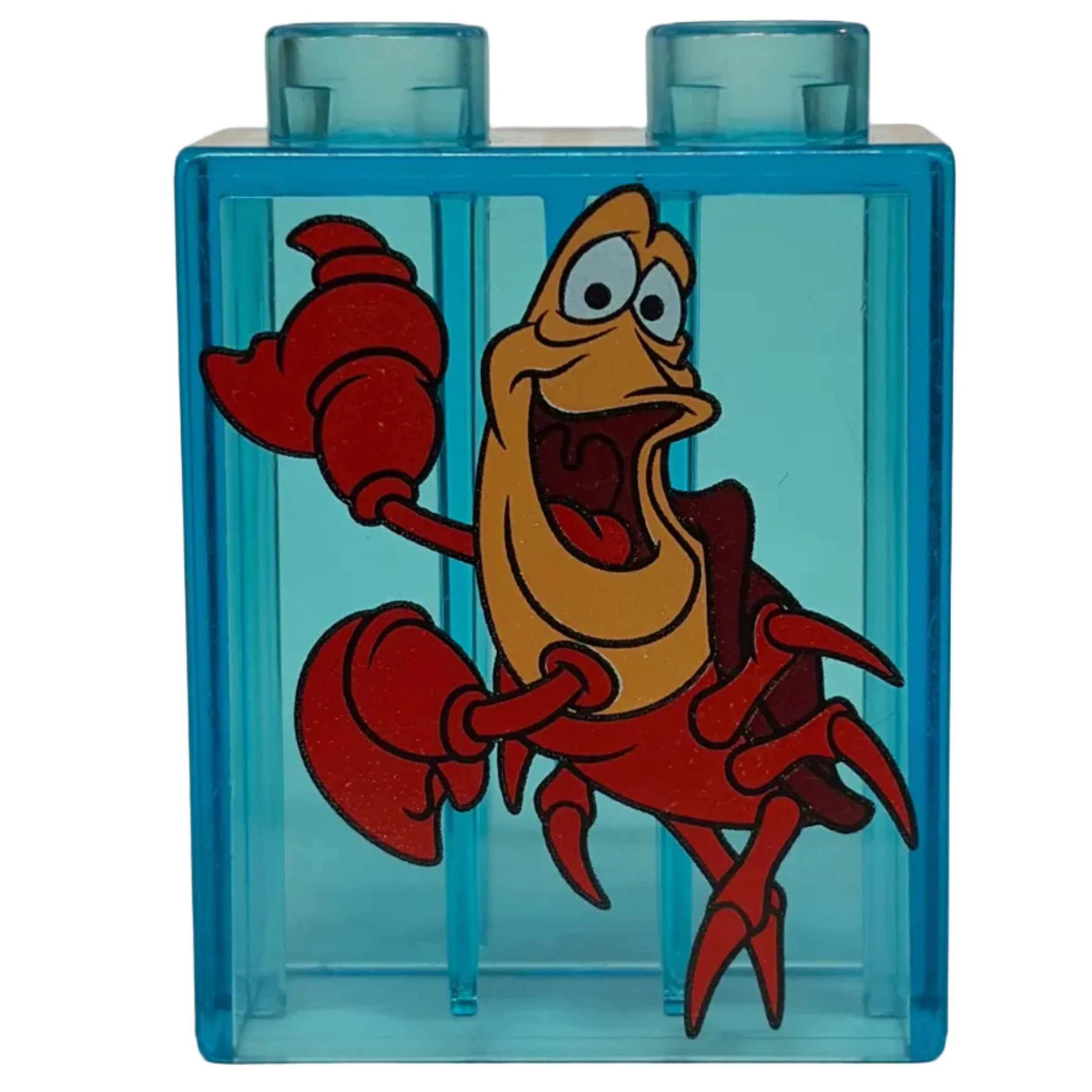 Duplo, Brick 1 x 2 x 2 with Crab Sebastian Pattern, 4066pb432