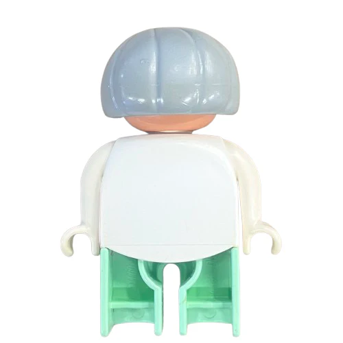 Duplo Figure, Female, Light Green Legs, White Blouse, Gray Hair, Glasses, 4555pb014 - Image 2