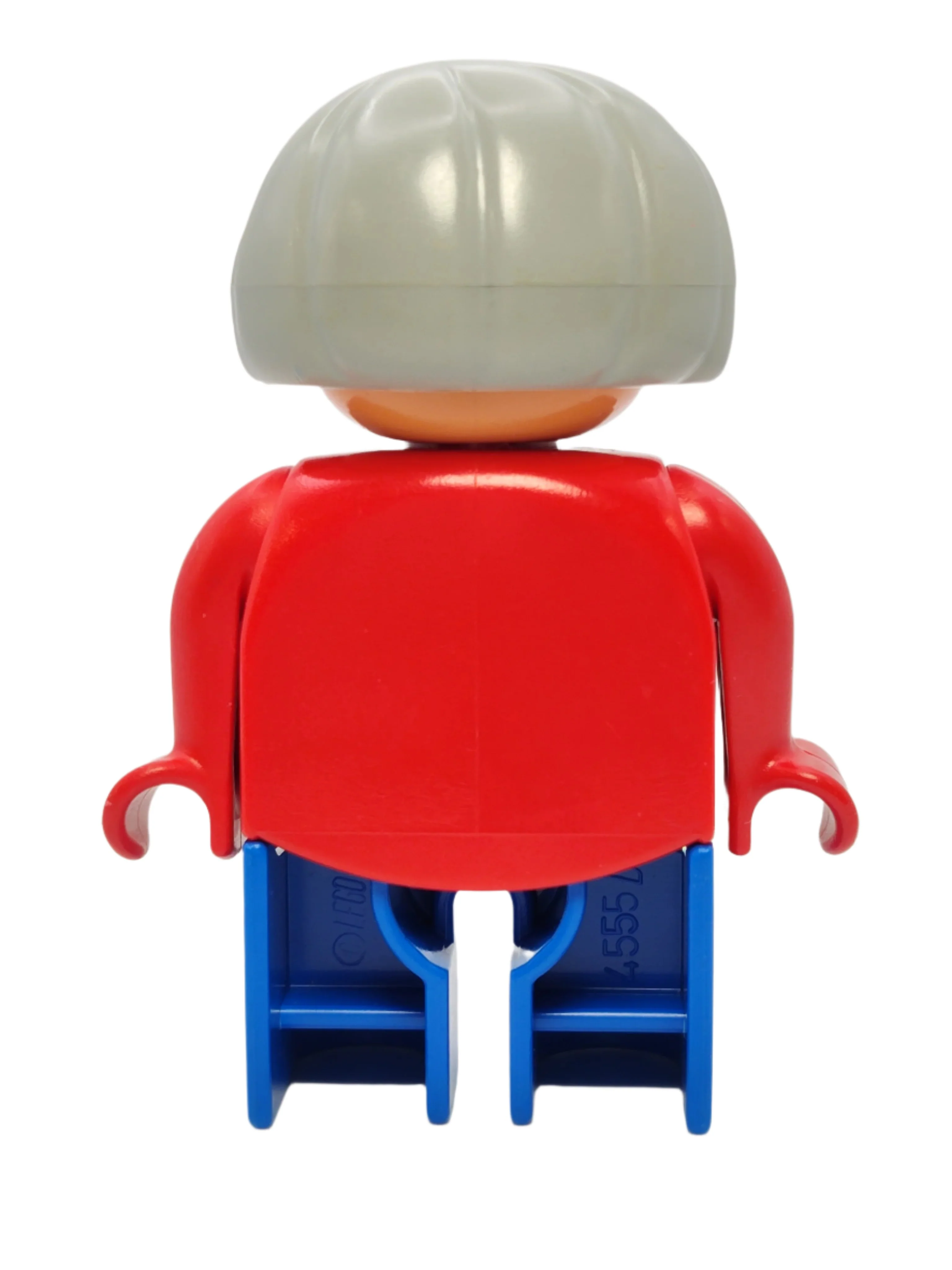 Duplo Figure Female - Red Jacket with Light Gray Hair, 4555pb015 - Image 3