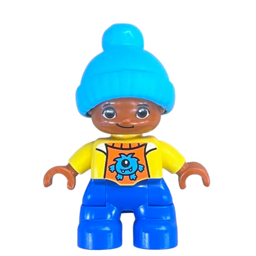 Duplo Figure Lego Ville, Child Boy, Medium Azure Bobble Cap, 47205pb047