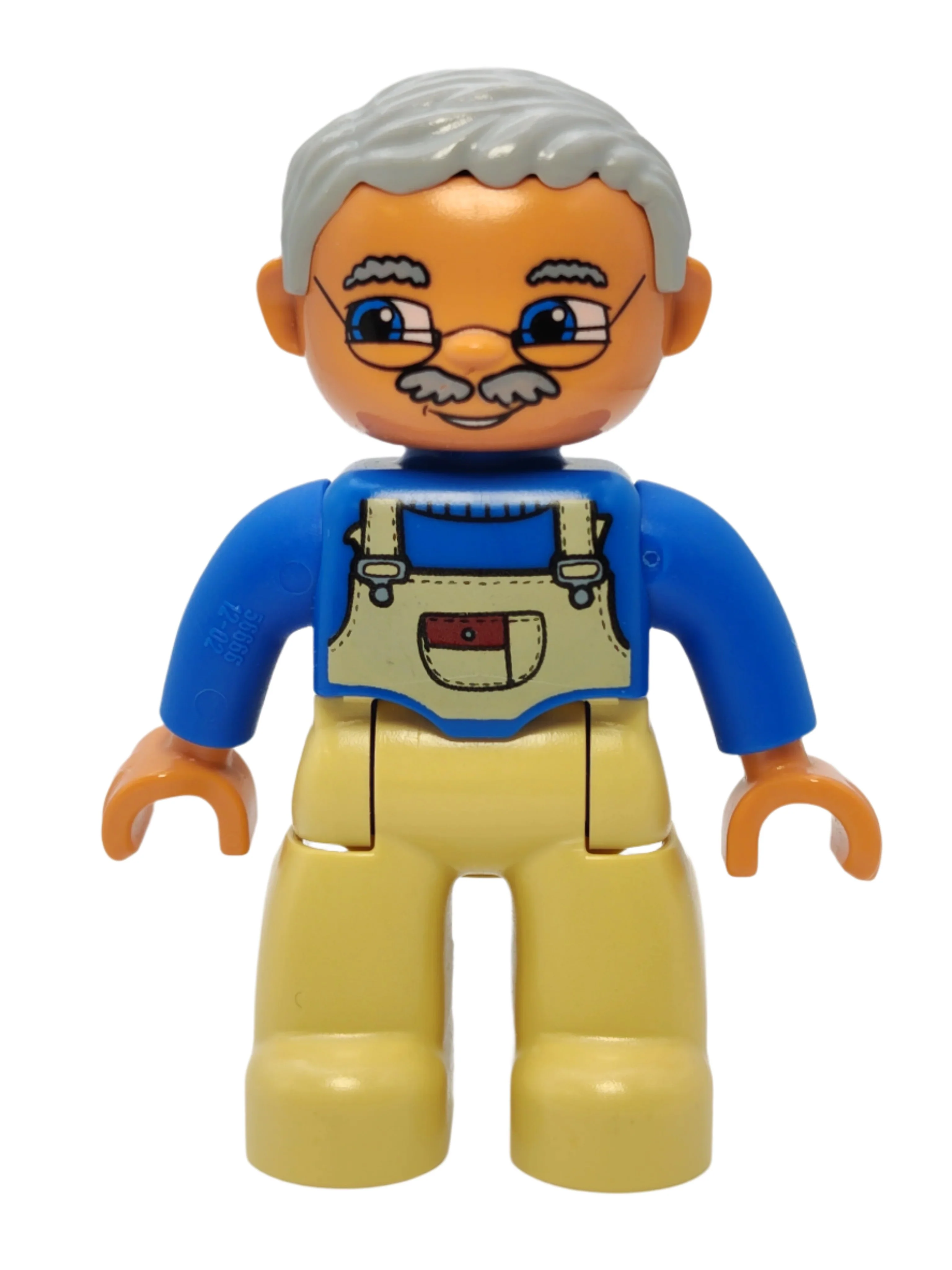 Duplo Figure Male - Blue Top with White Overalls Bib, 47394pb011a