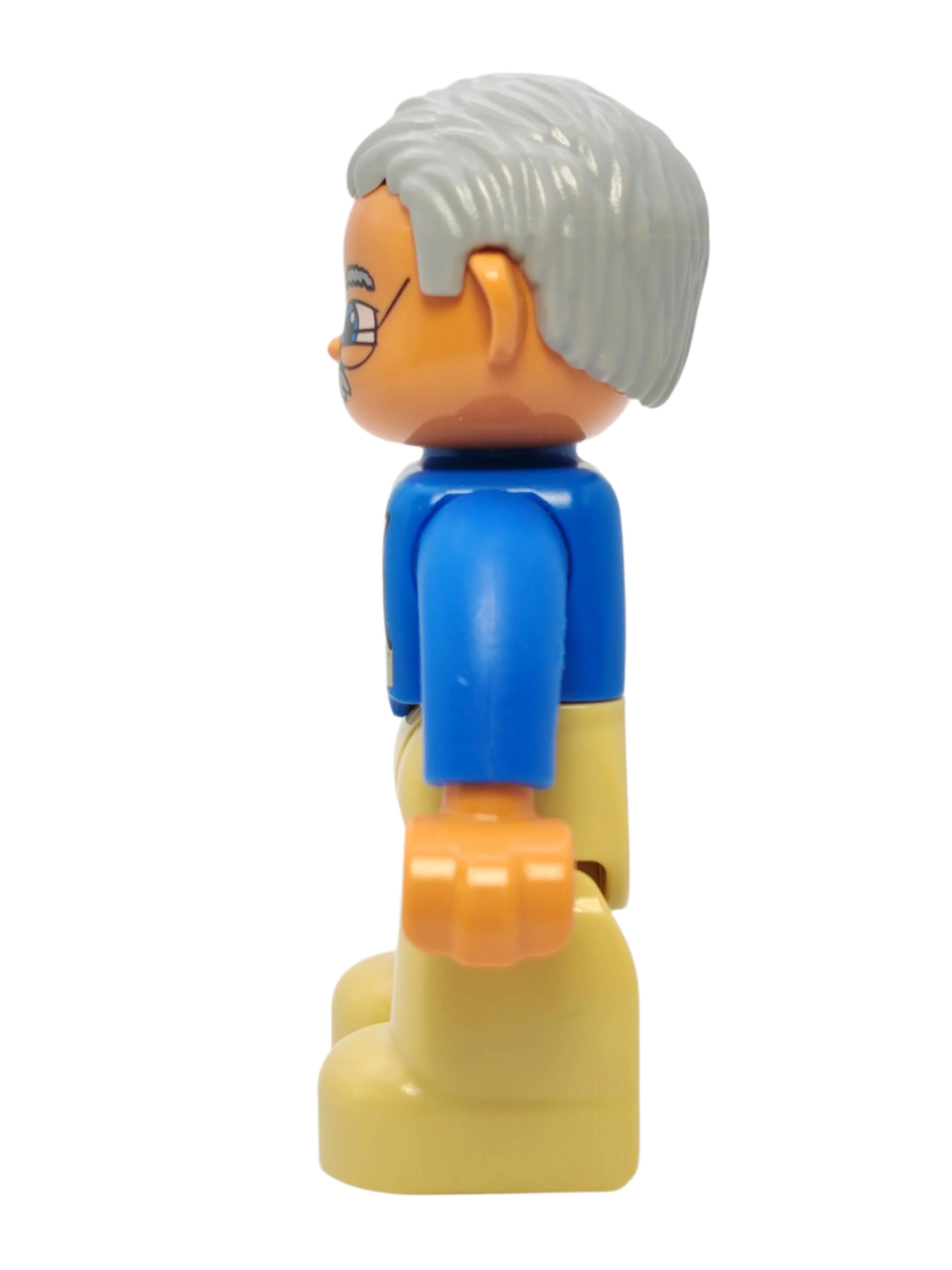 Duplo Figure Male - Blue Top with White Overalls Bib, 47394pb011a - Image 2