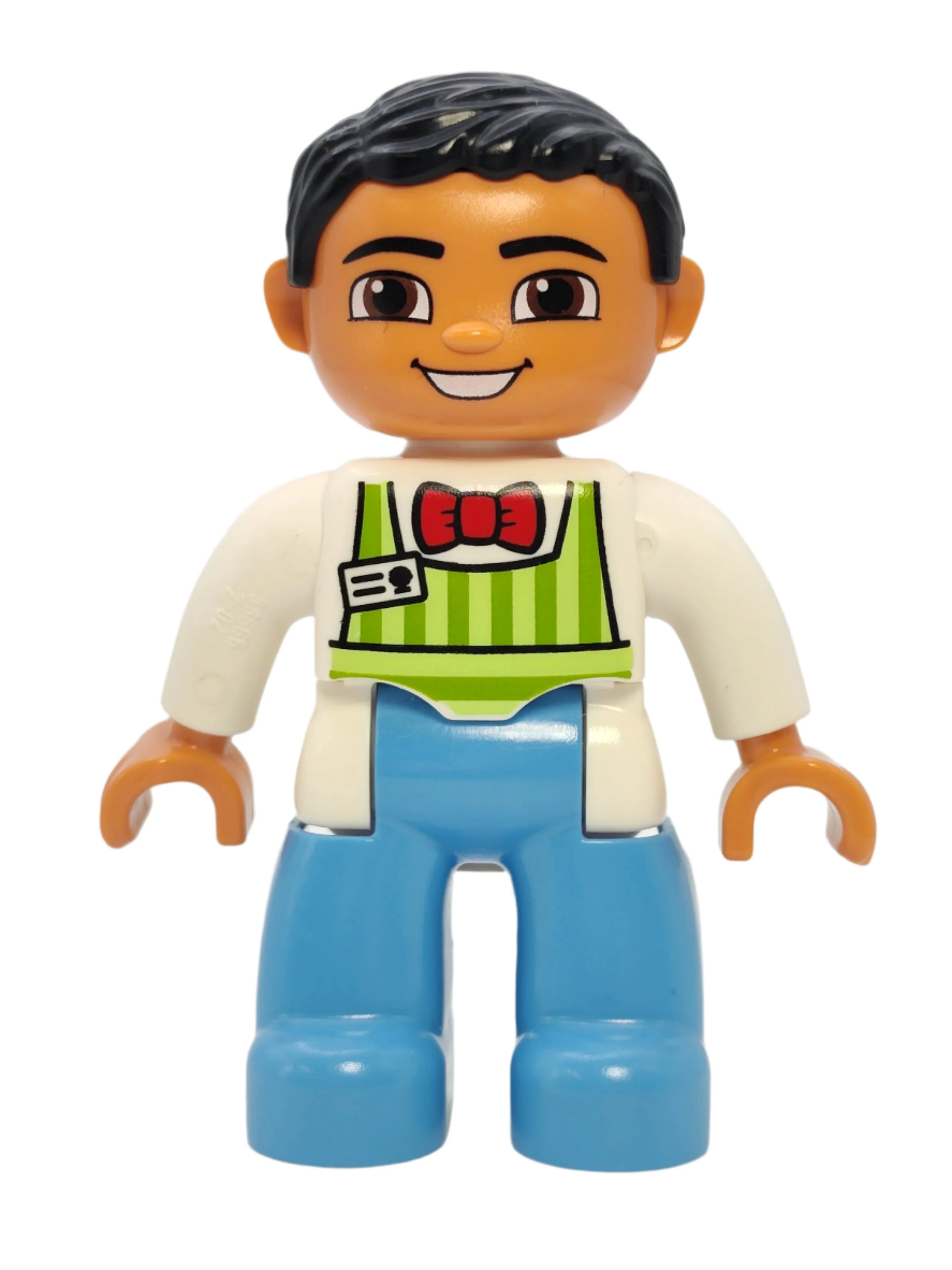 Duplo Figure Male - Lime Striped Apron and Red Bow Tie, 47394pb182a