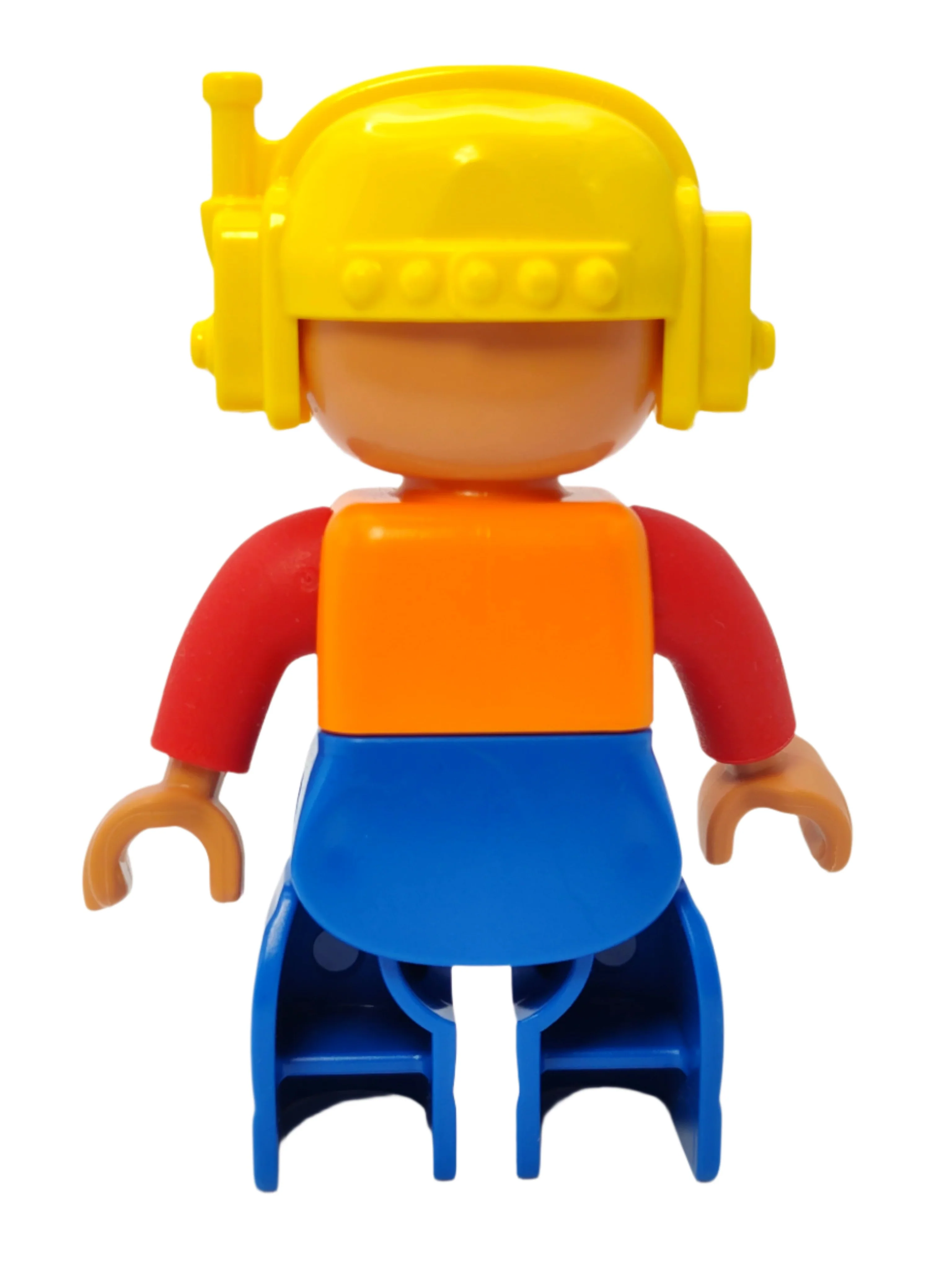 Duplo Figure Male - Orange Vest and Yellow Cap with Headset, 47394pb231a - Image 3