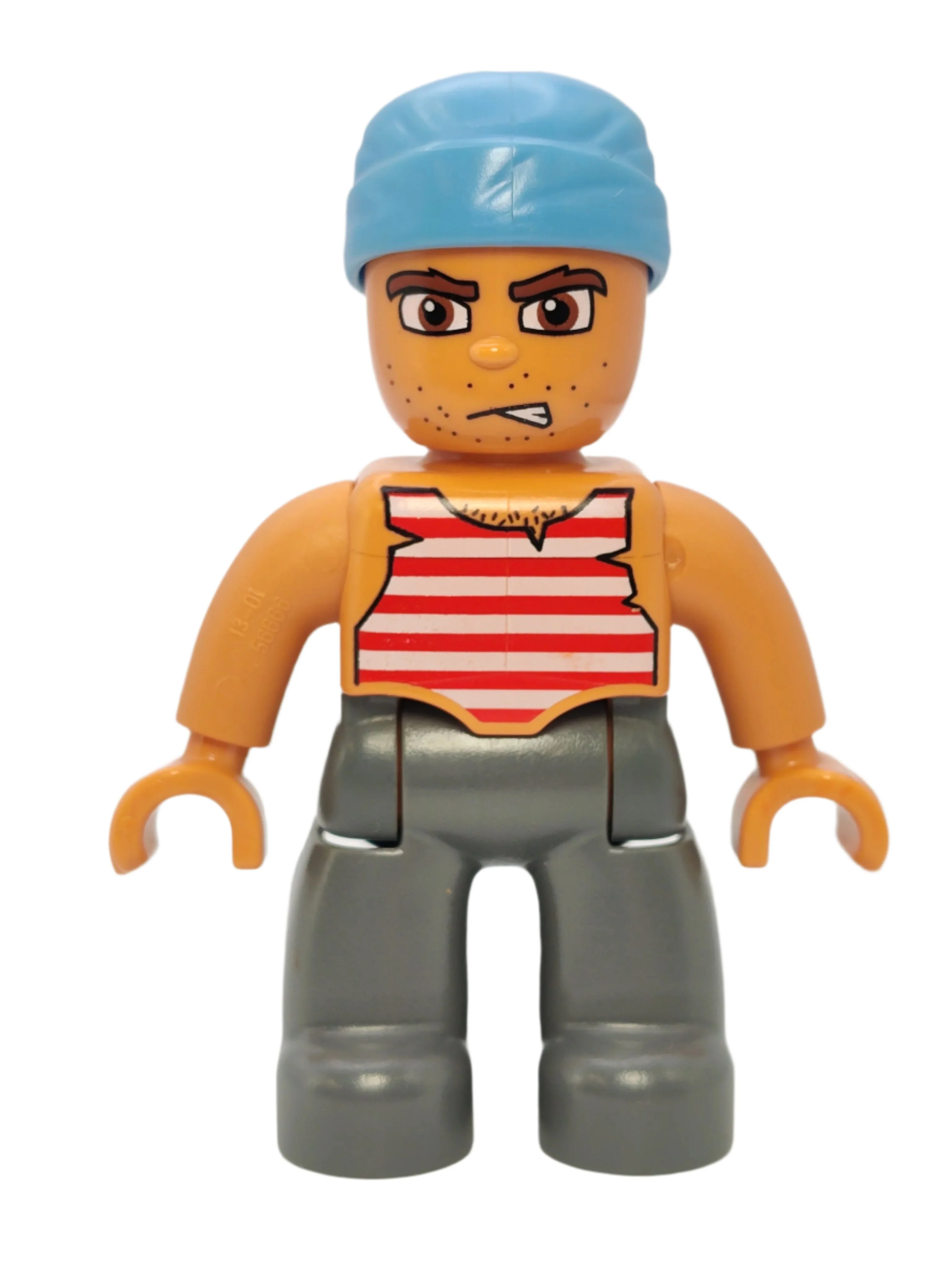 Duplo Figure Pirate - Red and White White Striped Top, 47394pb060