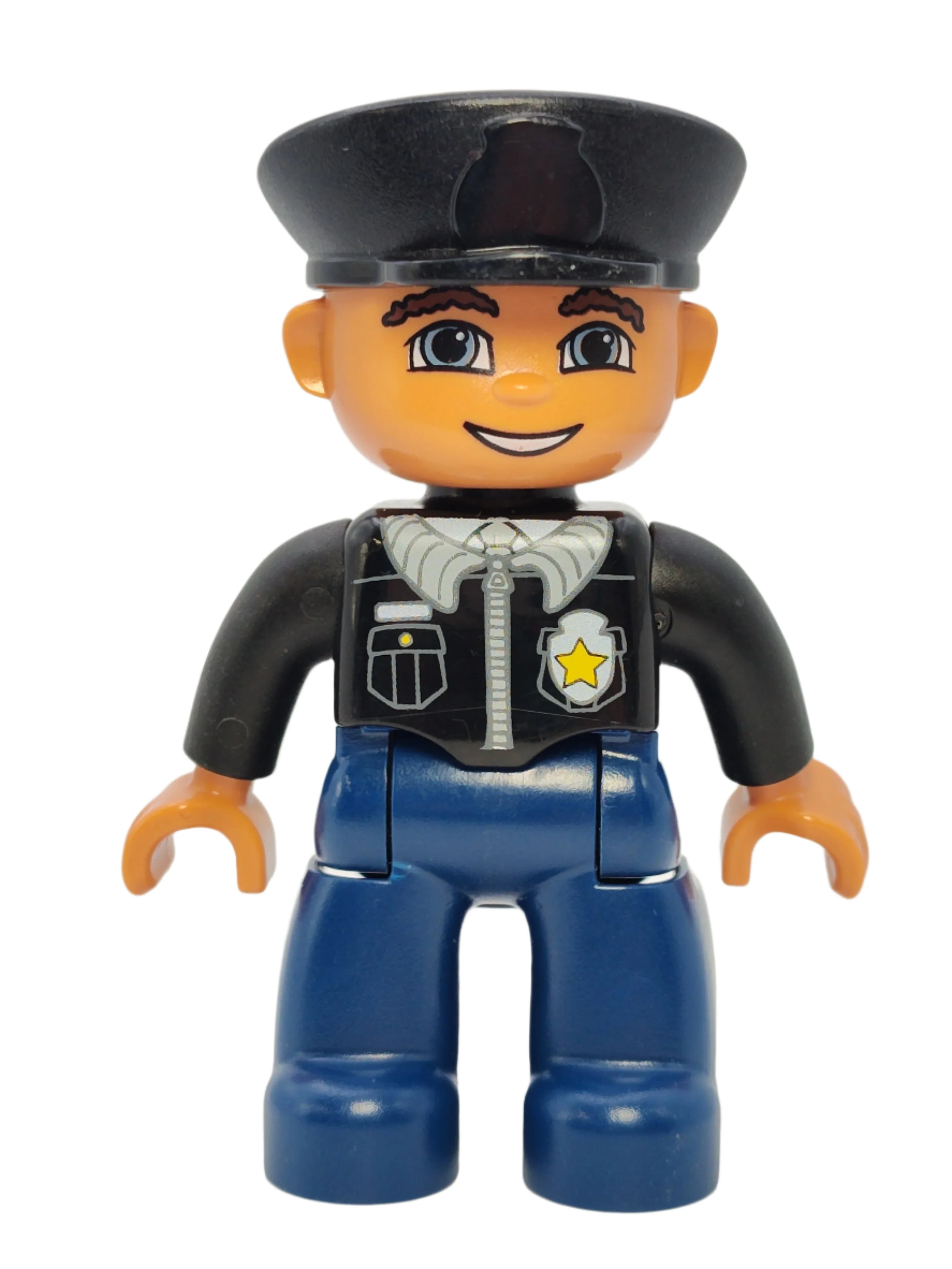 Duplo Figure Police - Black Top with Badge, 47394pb107