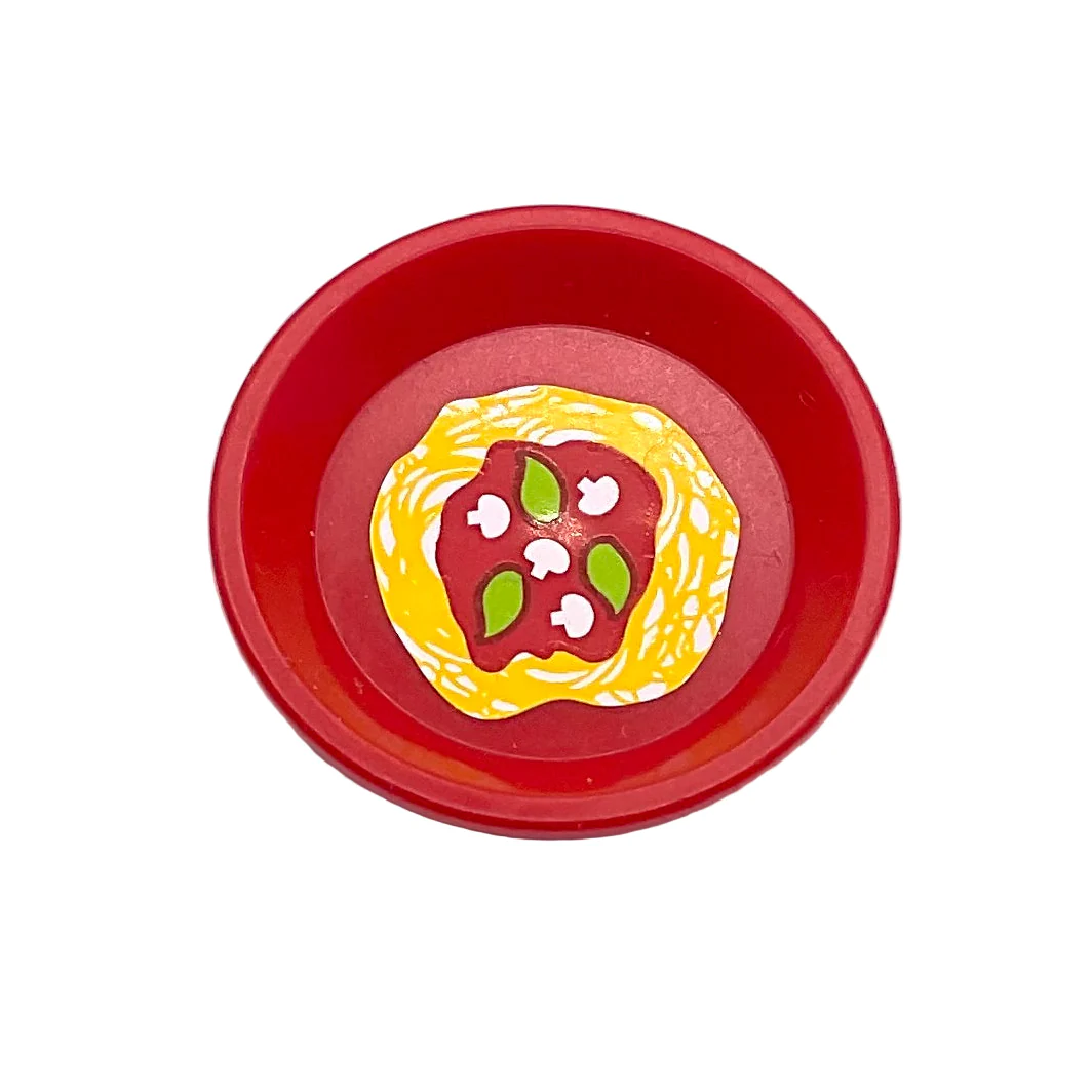 Friends Accessories Dish, Round with Pasta, Sauce, Mushrooms and Leaves Pattern (Sticker), Part# 93082fpb002