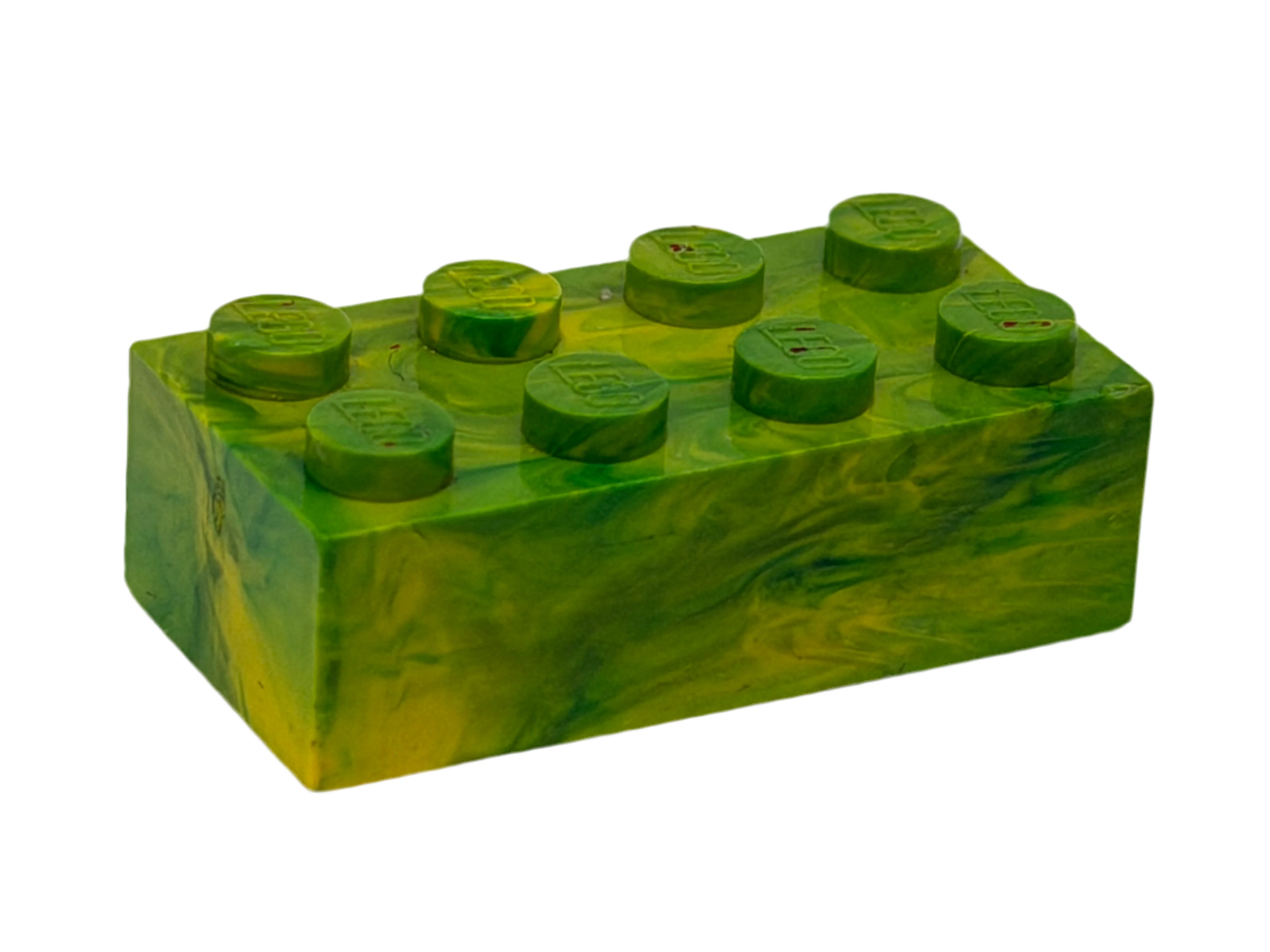 Green & Yellow Marbled, 1970's Grangemouth Test 2x4 LEGO® Brick