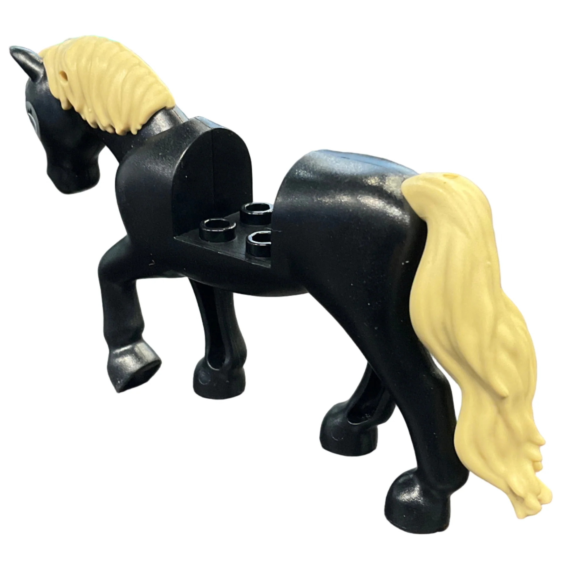 Horse, Friends Style with 2 x 2 Cutout and Movable Neck with Fixed Flexible Rubber Tan Tail and Mane with Dark Bluish Gray Eyes and Eye Patches Pattern, bb1279c01pb08 - Image 2