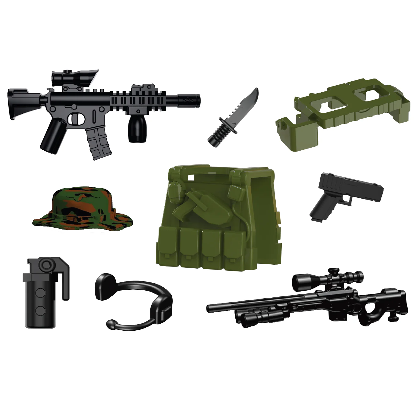 Jungle Sniper Tactical Gear Pack Custom Minifigure Toy Accessories