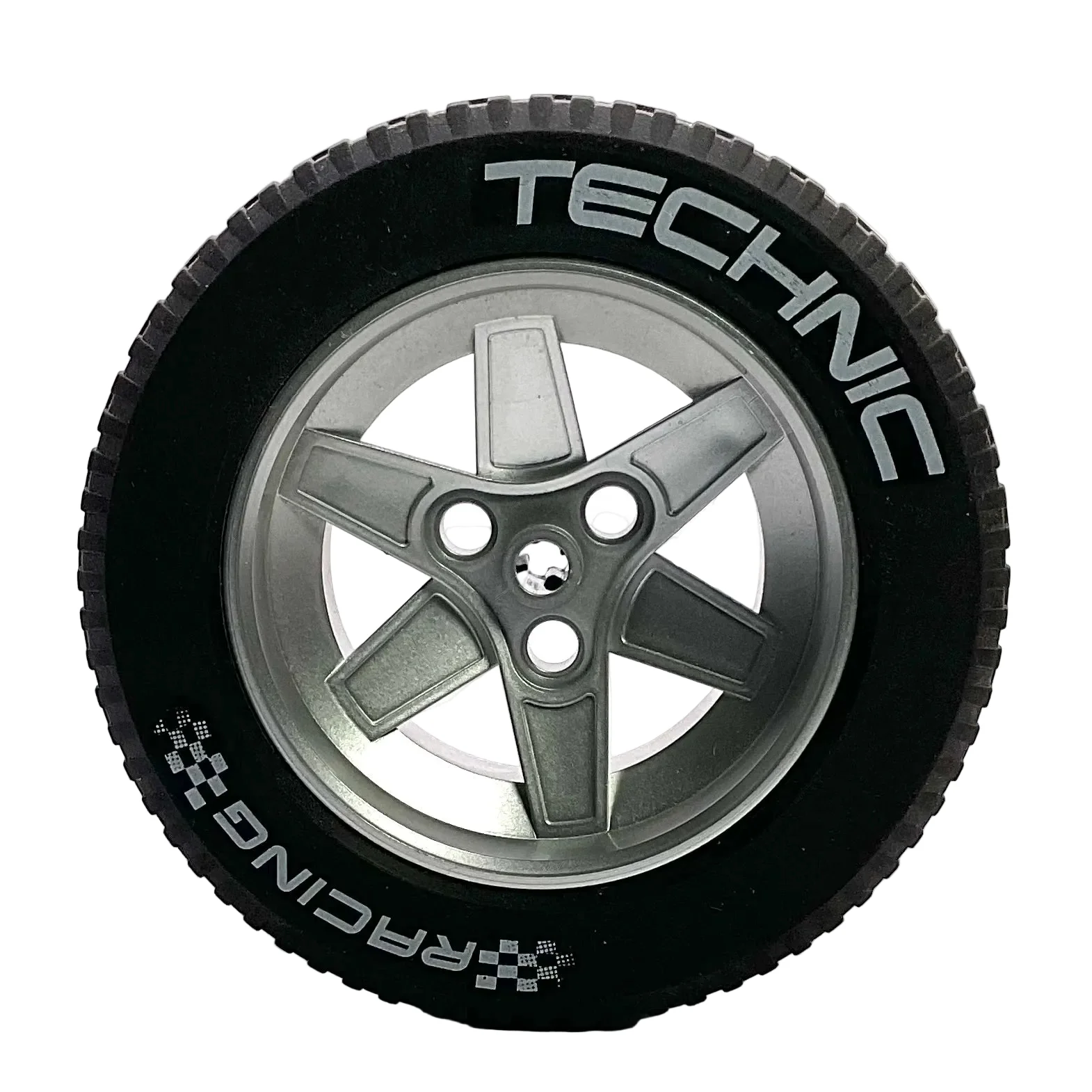 Large Wheel 62mm D. x 46mm with Black Technic Racing Tire, Part# 22969c04