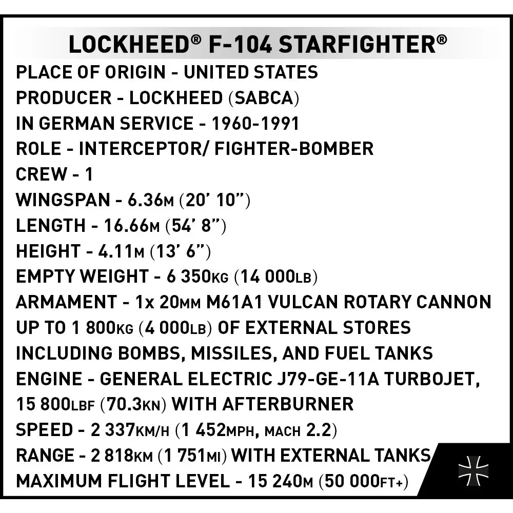 LOCKHEED F-104 Starfighter Jet Fighter: COBI Set #5907 - Image 9
