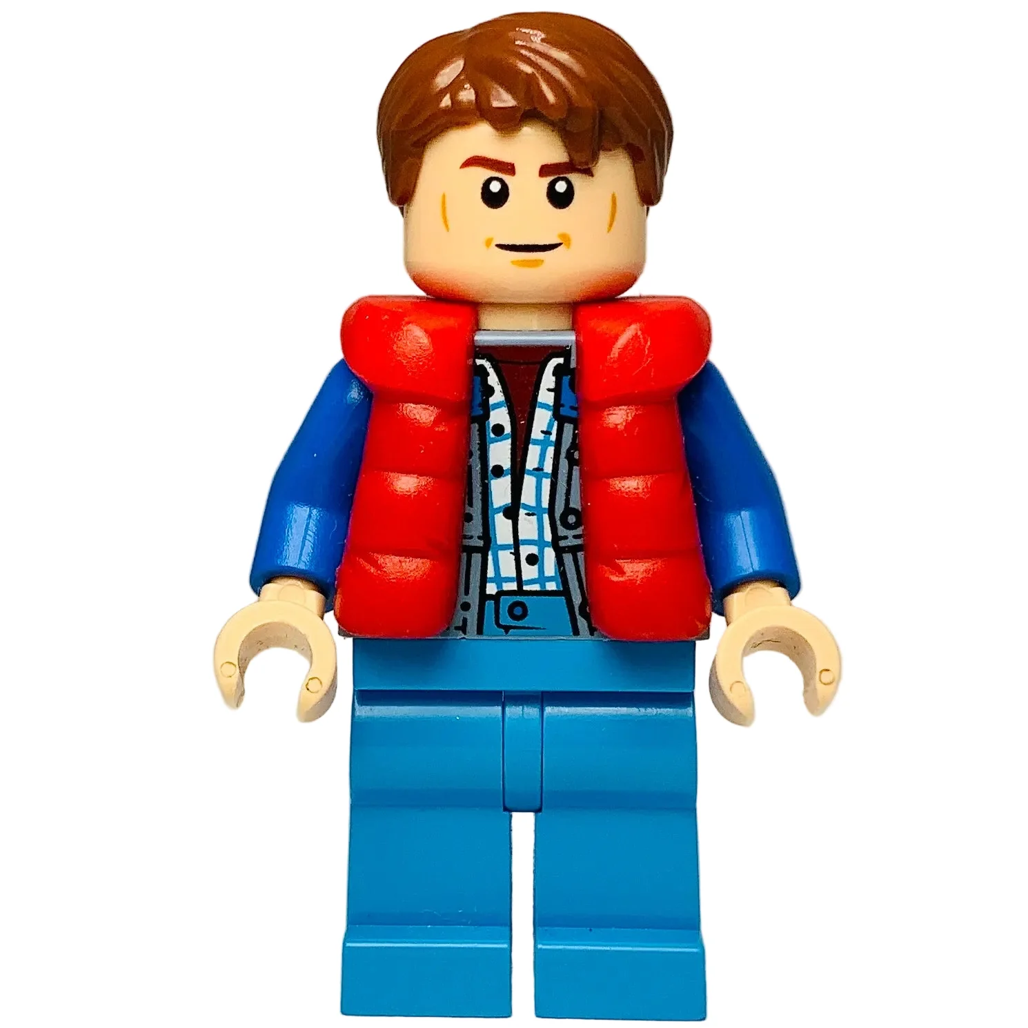 Marty McFly - Red Puffer Vest over Sand Blue Jacket, sc138 - LEGO® Speed Champions Minifigure