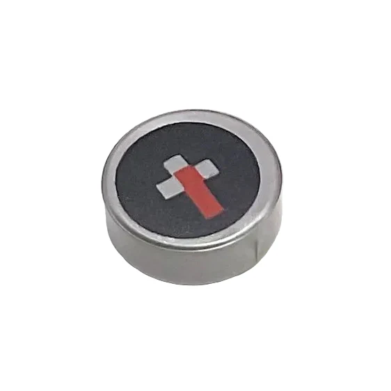 Minecraft Compass (Tile Round 1x1 with Red Rectangle and White Squares on Black Background Pattern), Part# 98138pb073