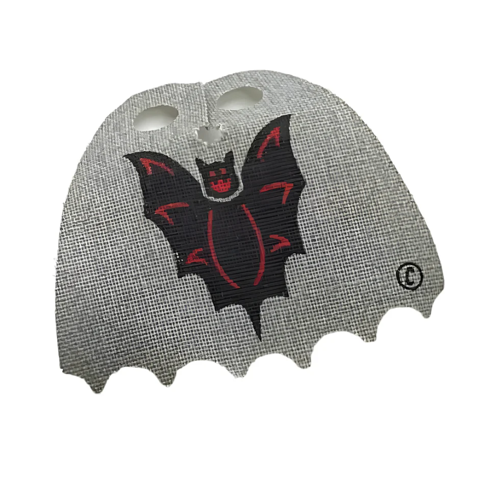 Minifigure Cape Cloth, Scalloped 6 Points with Bat Lord Black Bat Pattern, Part# 71345
