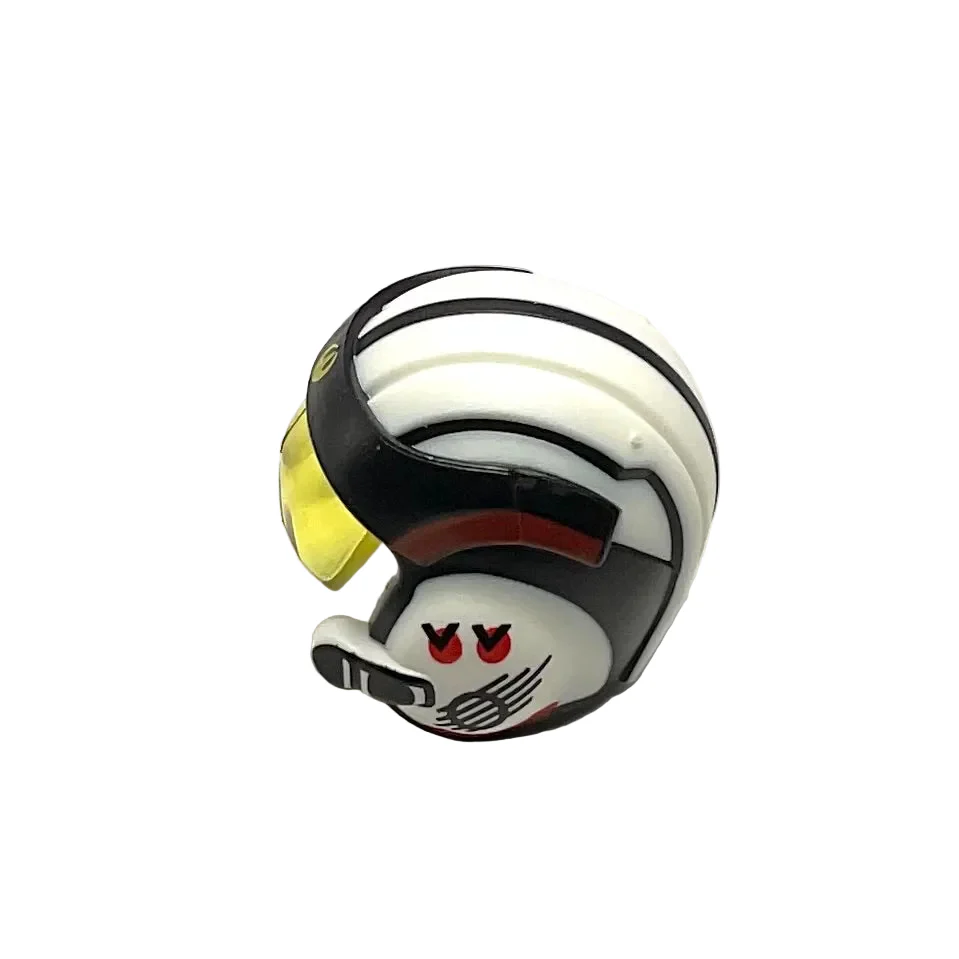 Minifigure, Headgear Helmet SW Rebel Pilot with Trans-Yellow Visor with White Top and Yellow Rebel Insignia on Front Pattern (U-Wing Pilot), Part# 28414c01pb01 - Image 2