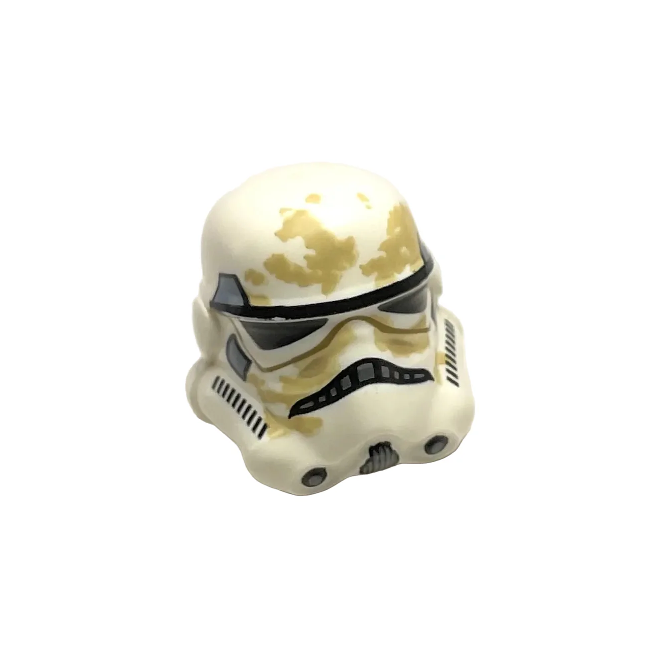Minifigure, Headgear Helmet SW Stormtrooper, 2 Chin Holes, Sand Blue Marks and Tan Dirt Stains Pattern (Sandtrooper), Part# 30408pb08