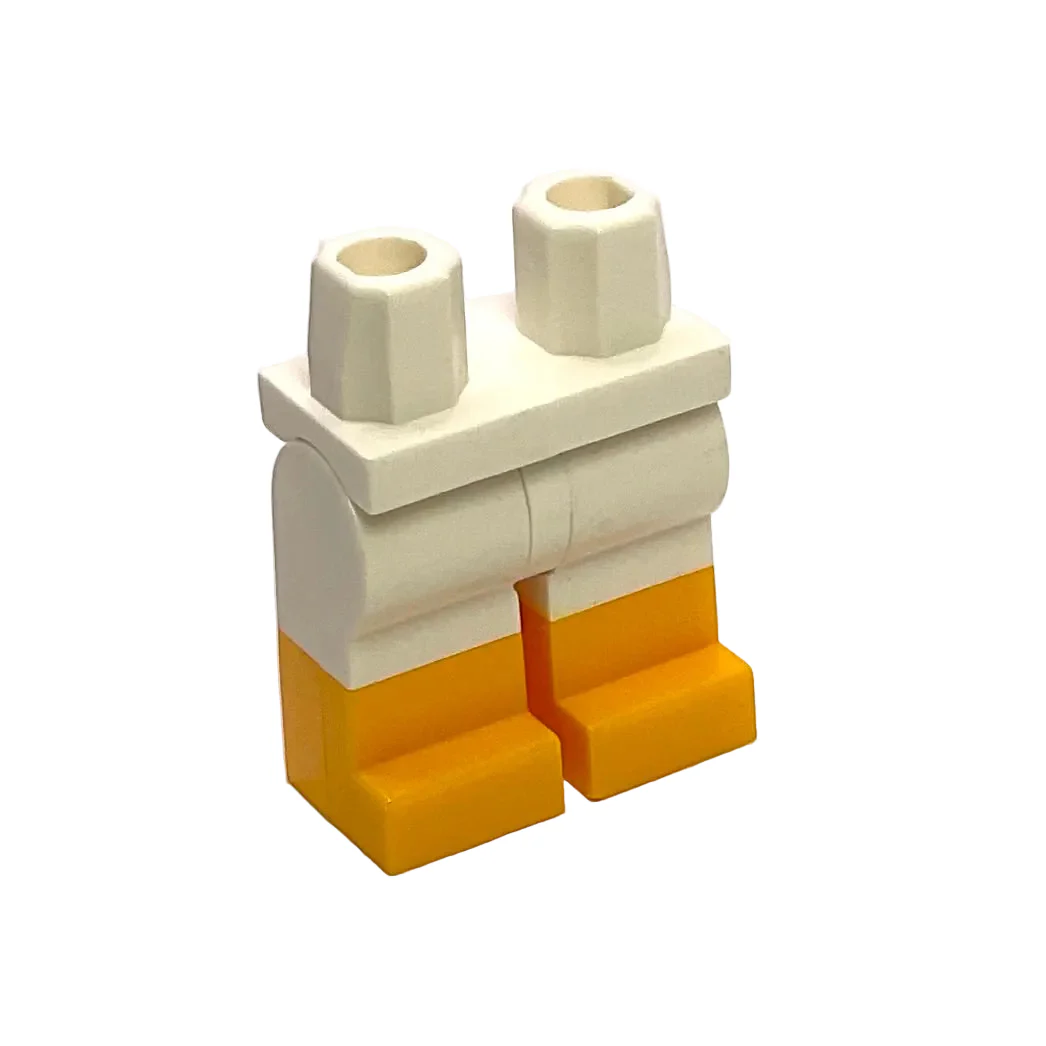 Minifigure Legs with Molded Bright Light Orange Lower Legs / Boots Pattern, Part# 970c00pb0516