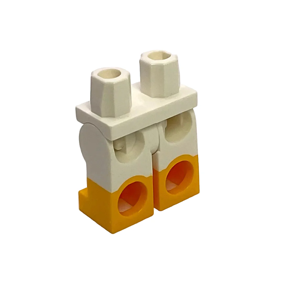 Minifigure Legs with Molded Bright Light Orange Lower Legs / Boots Pattern, Part# 970c00pb0516 - Image 2
