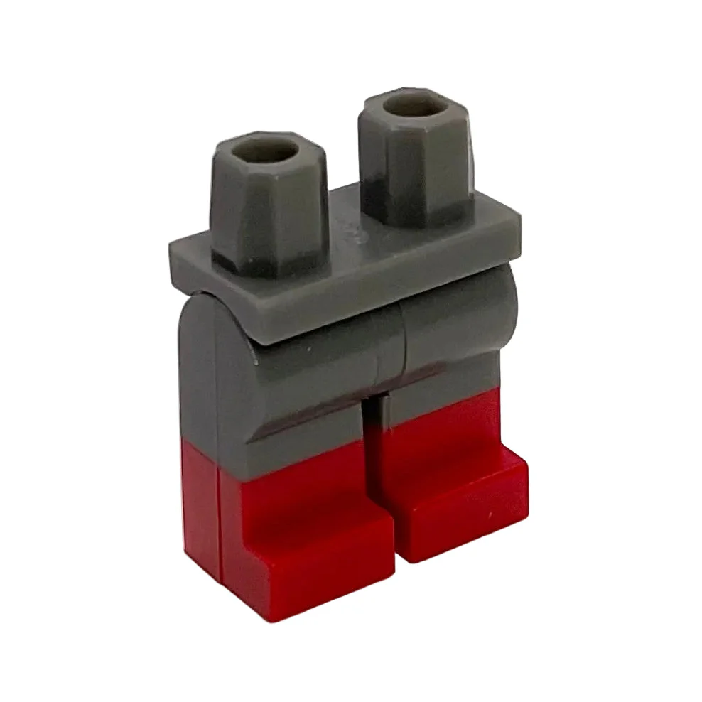 Minifigure Legs with Molded Red Lower Legs / Boots Pattern, Part# 970c00pb0420
