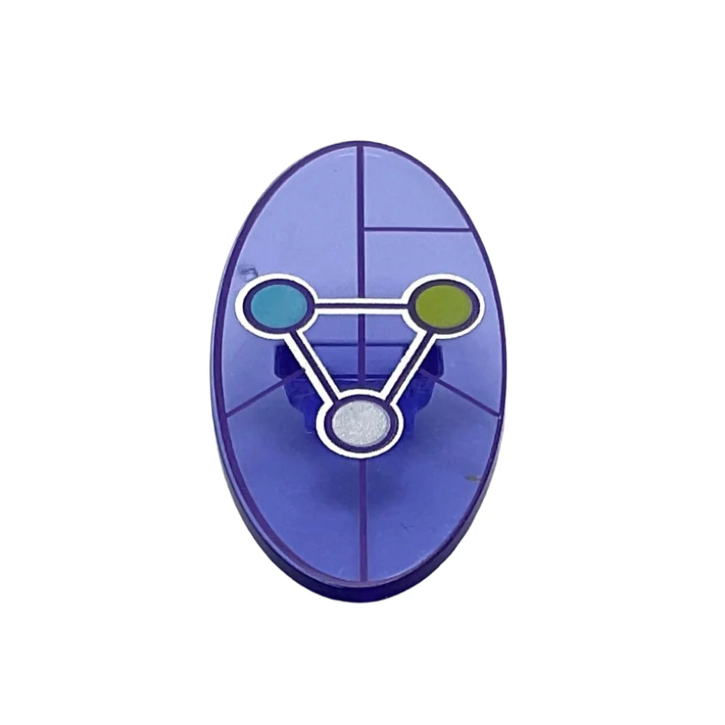 Minifigure Shield Elliptical with Dimensions Keystone Symbol with White, Lime, and Medium Azure Circles Pattern, Part# 92747pb07